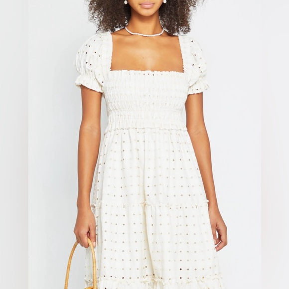 NWOT O.P.T Eyelet Bobi Midi Dress. Size L - Picture 3 of 12